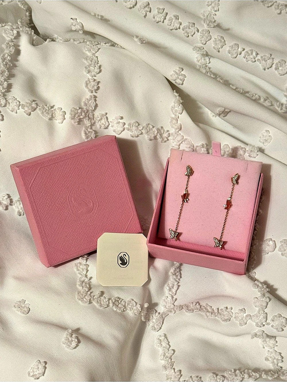 Swarovski Idyllia Lilia Drop Earrings Pink & Gold